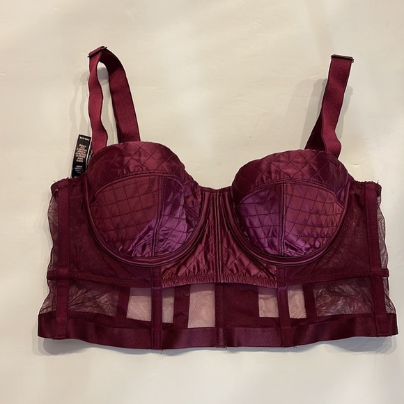 Victoria Secret VERY SEXY lined BLACONET satin mesh BRA merlot wine color 34B - Picture 3 of 15